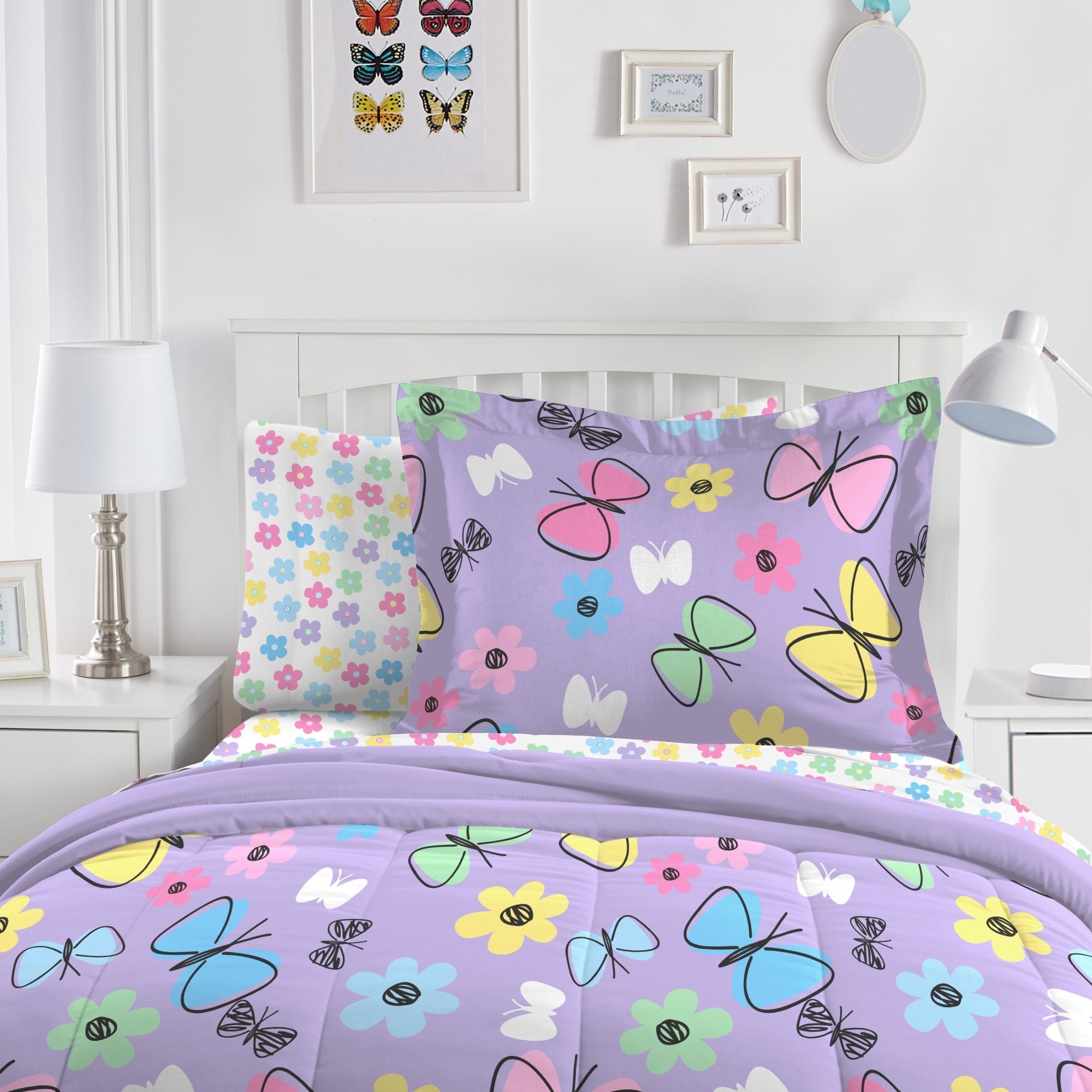 Parure de lit 7 pièces Dream Factory Sweet Butterfly avec draps