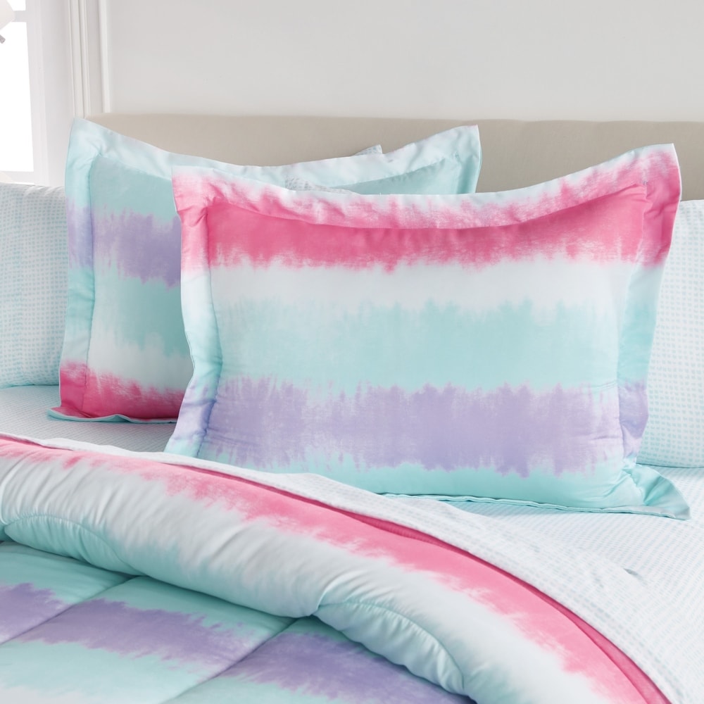 Parure de lit Dream Factory en microfibre à rayures tie-dye avec draps