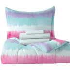 Parure de lit Dream Factory en microfibre à rayures tie-dye avec draps