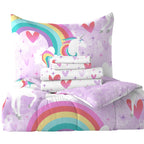 Parure de lit 7 pièces en microfibre avec draps et licorne arc-en-ciel Dream Factory