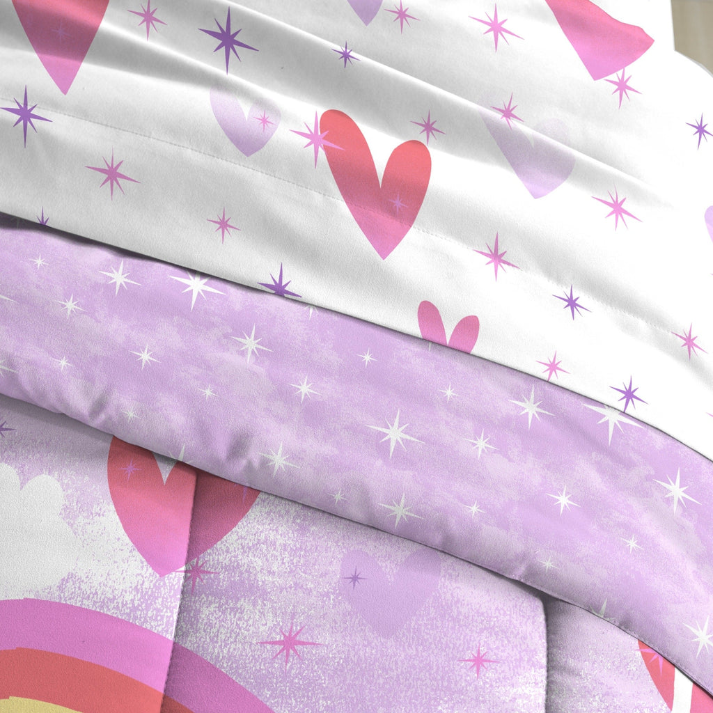 Parure de lit 7 pièces en microfibre avec draps et licorne arc-en-ciel Dream Factory