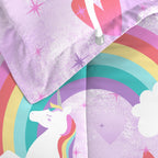 Parure de lit 7 pièces en microfibre avec draps et licorne arc-en-ciel Dream Factory