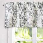Rideau de fenêtre doublé en lin mélangé à motif de branches d'arbre DriftAway, imprimé à l'encre abstraite