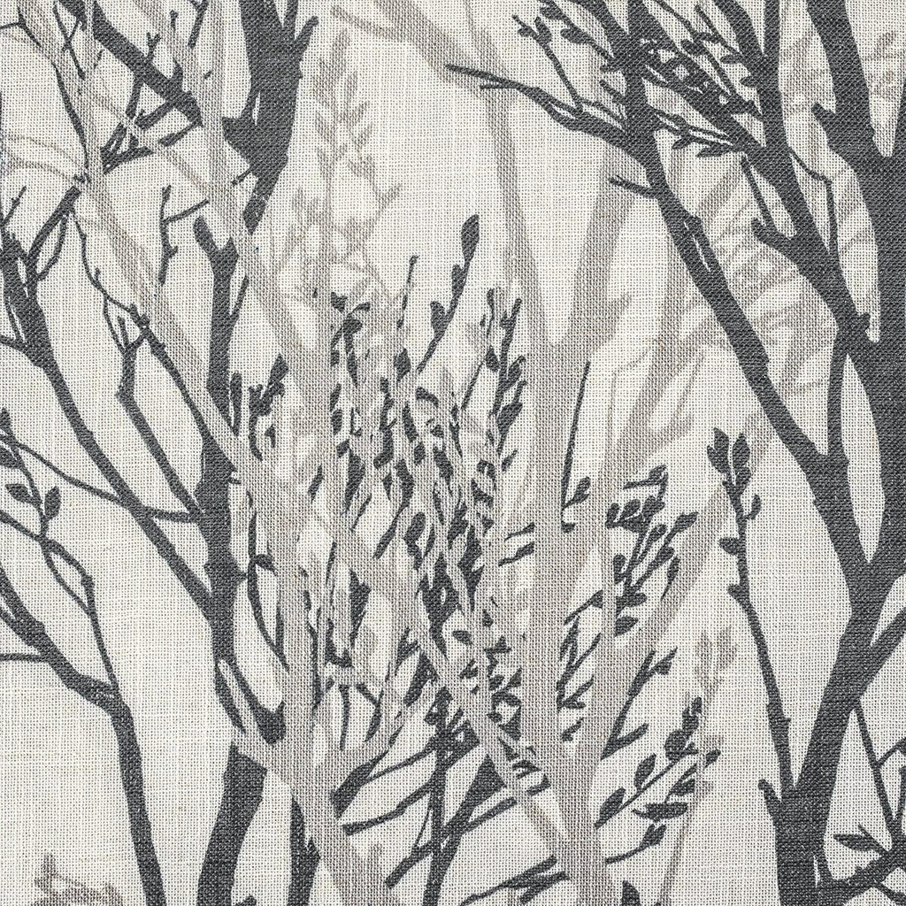 Rideau de fenêtre doublé en lin mélangé à motif de branches d'arbre DriftAway, imprimé à l'encre abstraite