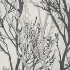 Rideau de fenêtre doublé en lin mélangé à motif de branches d'arbre DriftAway, imprimé à l'encre abstraite