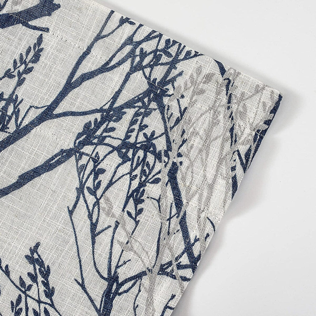 Rideau de fenêtre doublé en lin mélangé à motif de branches d'arbre DriftAway, imprimé à l'encre abstraite