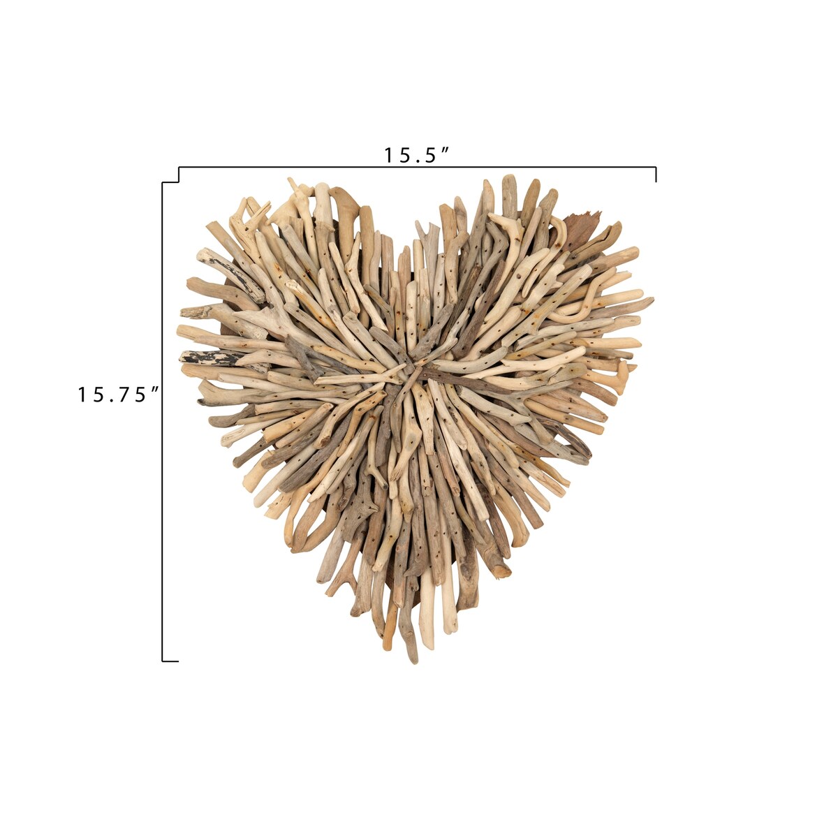 Décoration murale en bois flotté en forme de cœur