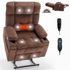 Fauteuil inclinable électrique à double moteur en chenille pour personnes âgées, canapé de salon Lazy Boy avec massage, chauffage et deux porte-gobelets