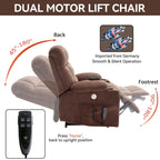Fauteuil inclinable électrique à double moteur en chenille pour personnes âgées, canapé de salon Lazy Boy avec massage, chauffage et deux porte-gobelets