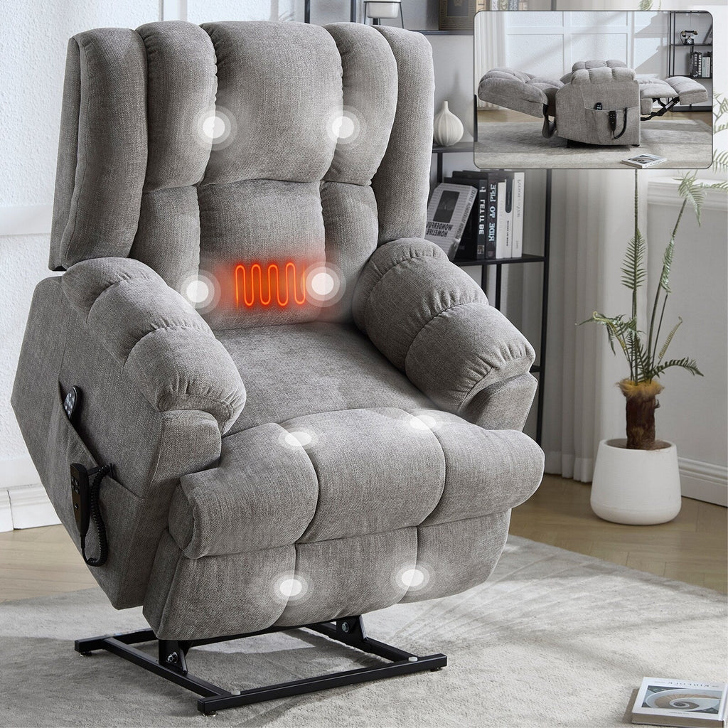 Fauteuils inclinables électriques à double moteur, massage thermique, position infinie, jusqu'à 350 lb, avec télécommande
