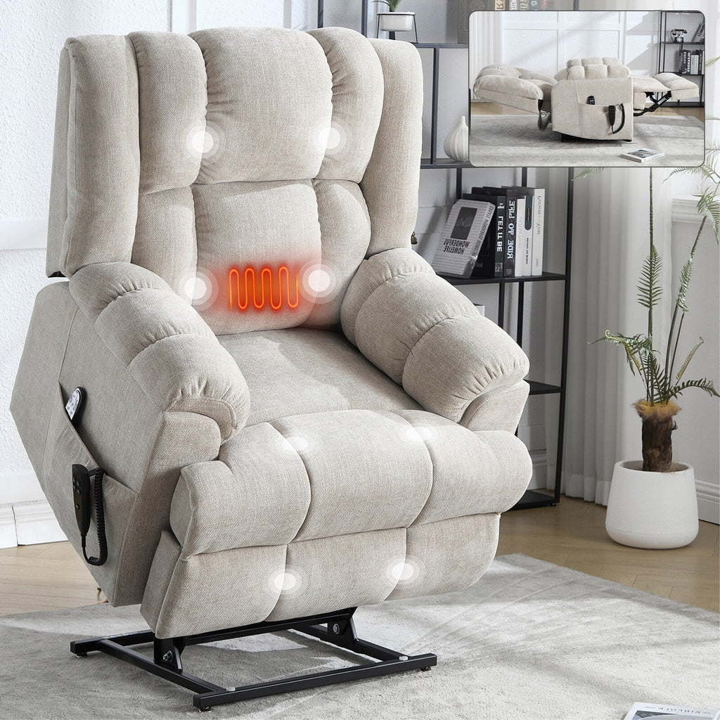 Fauteuils inclinables électriques à double moteur, massage thermique, position infinie, jusqu'à 350 lb, avec télécommande