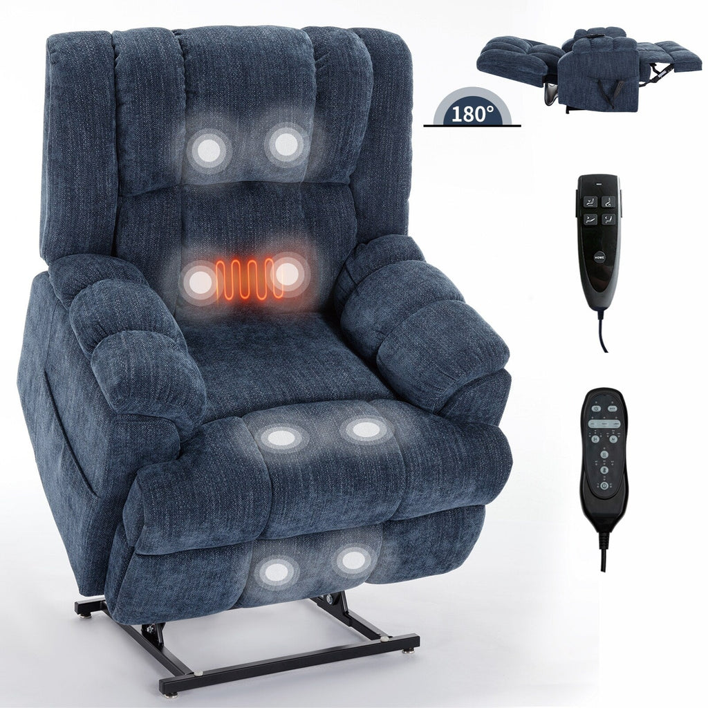 Fauteuils inclinables électriques à double moteur, massage thermique, positions infinies, jusqu'à 350 lb, avec télécommande électrique, robustes