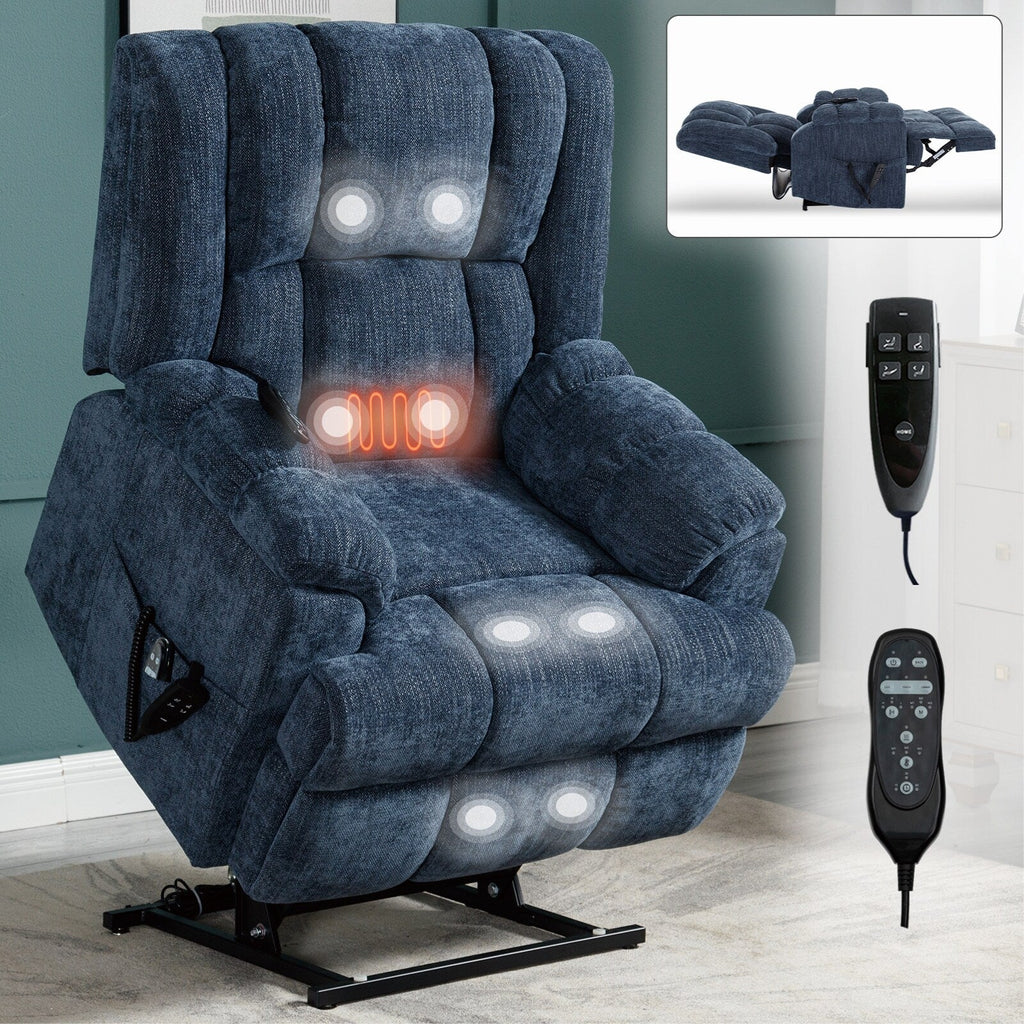 Fauteuils inclinables électriques à double moteur, massage thermique, positions infinies, jusqu'à 350 lb, avec télécommande électrique, robustes