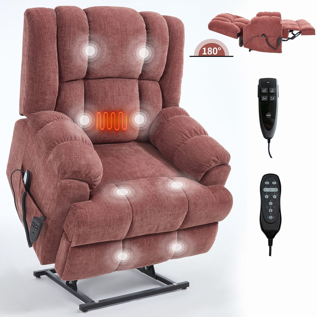 Fauteuils inclinables électriques à double moteur, massage thermique, positions infinies, jusqu'à 350 lb, avec télécommande électrique, robustes