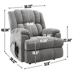 Fauteuils inclinables électriques à double moteur, massage thermique, positions infinies, jusqu'à 350 lb, avec télécommande, fermeté moyenne
