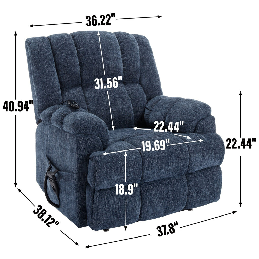 Fauteuils inclinables électriques à double moteur, massage thermique, positions infinies, jusqu'à 350 lb, avec télécommande, fermeté moyenne