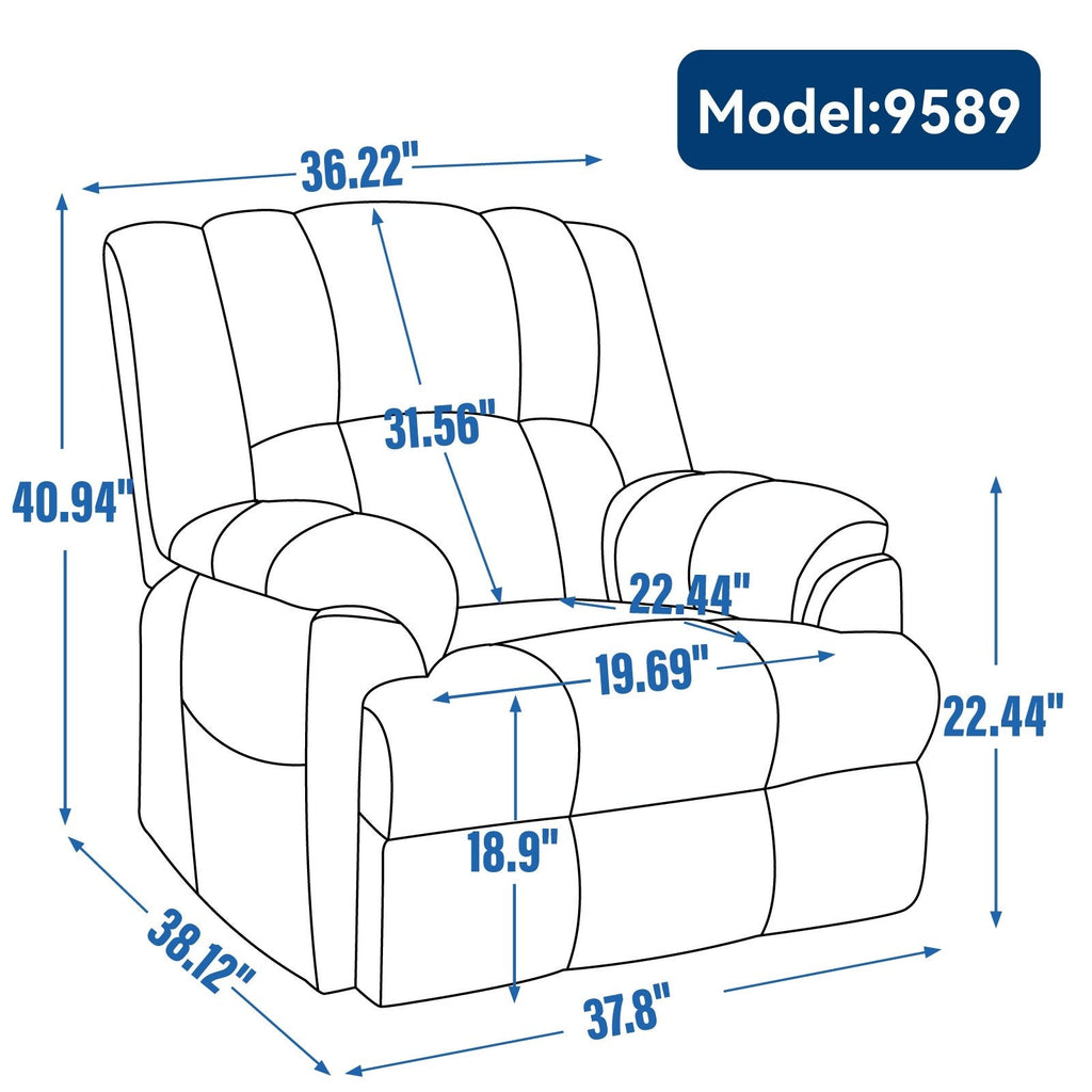 Fauteuils inclinables électriques à double moteur, massage thermique, positions infinies, jusqu'à 350 lb, avec télécommande, fermeté moyenne
