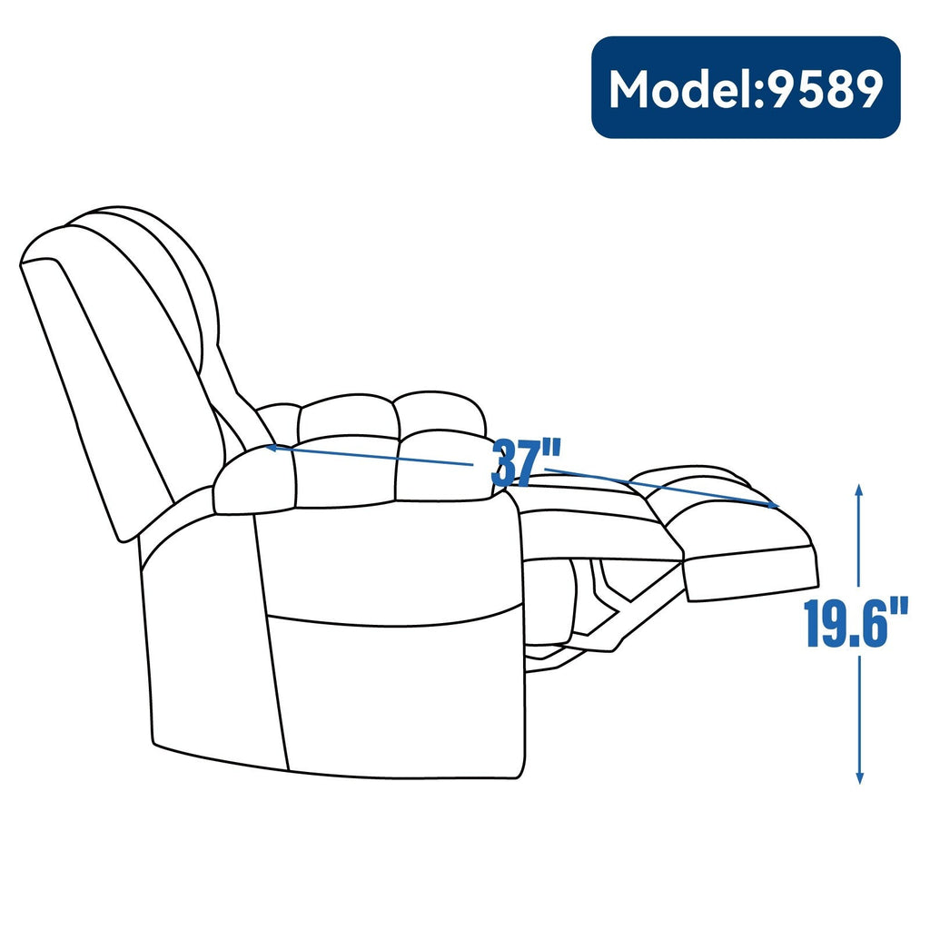 Fauteuils inclinables électriques à double moteur, massage thermique, positions infinies, jusqu'à 350 lb, avec télécommande, fermeté moyenne