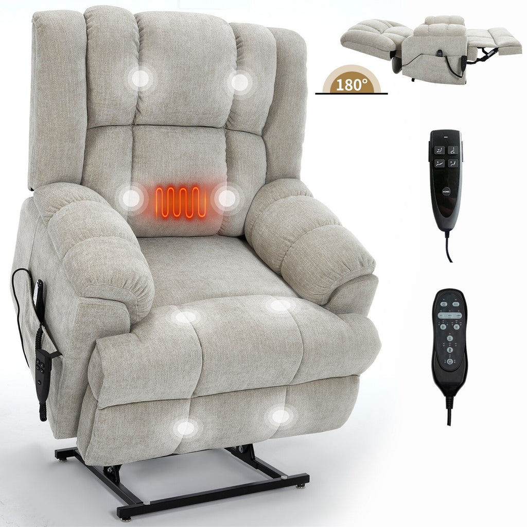 Fauteuils inclinables électriques à double moteur, massage thermique, position infinie, jusqu'à 350 lb, avec télécommande