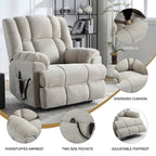 Fauteuils inclinables électriques à double moteur, massage thermique, position infinie, jusqu'à 350 lb, avec télécommande