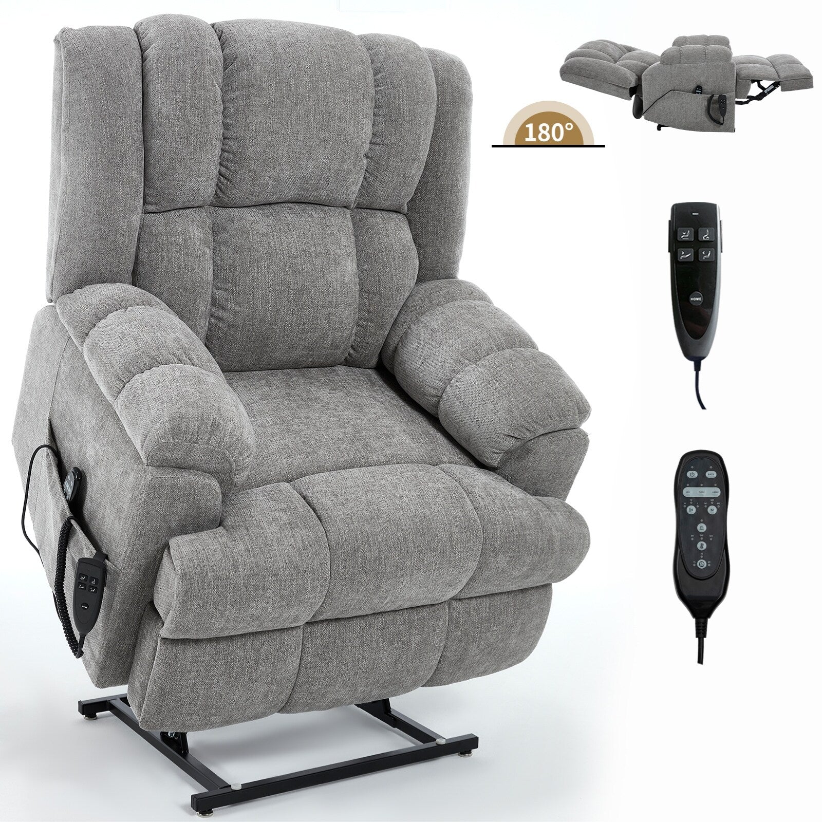 Fauteuils inclinables électriques à double moteur, massage thermique, position infinie, jusqu'à 350 lb, avec télécommande
