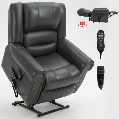 Fauteuil inclinable à double moteur, position infinie, massage thermique, mécanisme de mouvement robuste avec ports USB et poches latérales