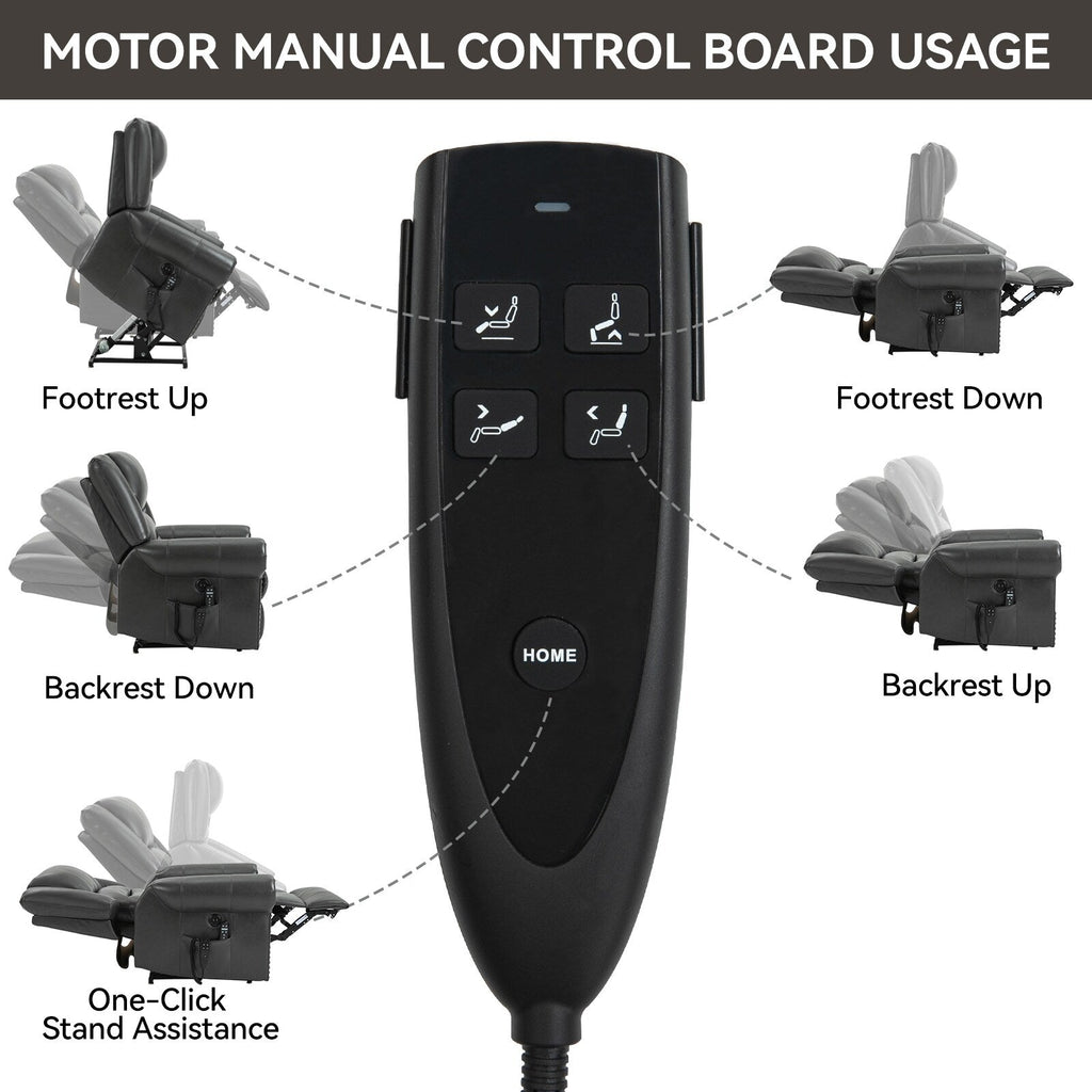 Fauteuil inclinable à double moteur, position infinie, massage thermique, mécanisme de mouvement robuste avec ports USB et poches latérales