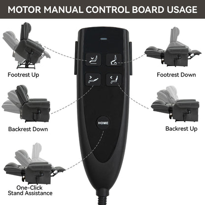 Fauteuil inclinable à double moteur, position infinie, massage thermique, mécanisme de mouvement robuste avec ports USB et poches latérales