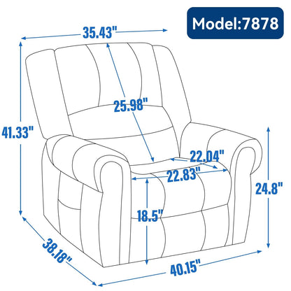Fauteuil inclinable à double moteur, position infinie, massage thermique, mécanisme de mouvement robuste avec ports USB et poches latérales