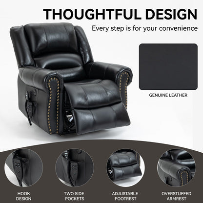 Fauteuil inclinable à double moteur, position infinie, massage thermique, mécanisme de mouvement robuste avec ports USB et poches latérales