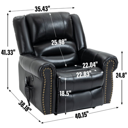 Fauteuil inclinable à double moteur, position infinie, massage thermique, mécanisme de mouvement robuste avec ports USB et poches latérales