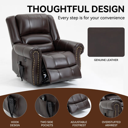 Fauteuil inclinable à double moteur, position infinie, massage thermique, mécanisme de mouvement robuste avec ports USB et poches latérales