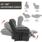 Fauteuil inclinable à double moteur, position infinie, massage thermique, mécanisme de mouvement robuste avec ports USB et poches latérales