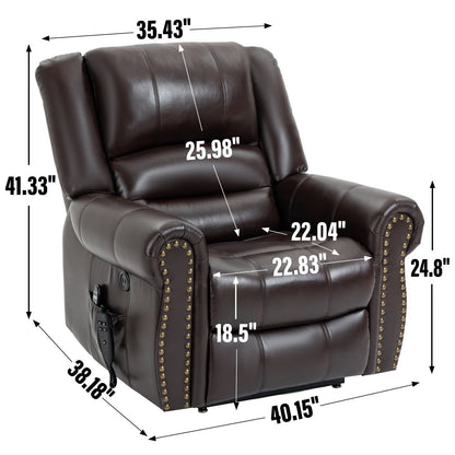 Fauteuil inclinable à double moteur, position infinie, massage thermique, mécanisme de mouvement robuste avec ports USB et poches latérales