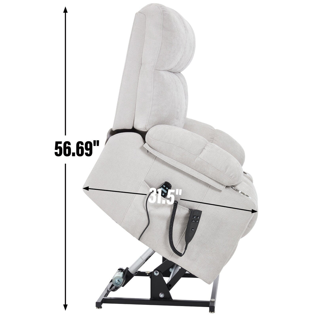 Fauteuil inclinable électrique à double moteur, position infinie, mécanisme de mouvement robuste avec massage et chauffage, deux porte-gobelets
