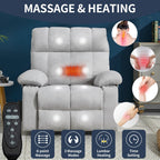Fauteuil inclinable électrique à double moteur, position infinie, mécanisme de mouvement robuste avec massage et chauffage, deux porte-gobelets