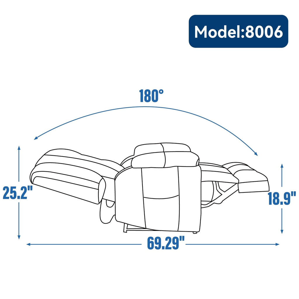 Fauteuil inclinable électrique à double moteur, position infinie, mécanisme de mouvement robuste avec massage et chauffage, deux porte-gobelets