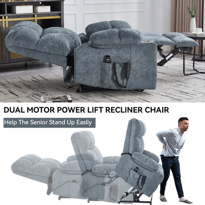 Fauteuil inclinable électrique à double moteur, position infinie, mécanisme de mouvement robuste avec massage et chauffage, deux porte-gobelets