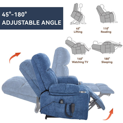 Fauteuil inclinable électrique à double moteur, position infinie, mécanisme de mouvement robuste avec massage et chauffage, deux porte-gobelets