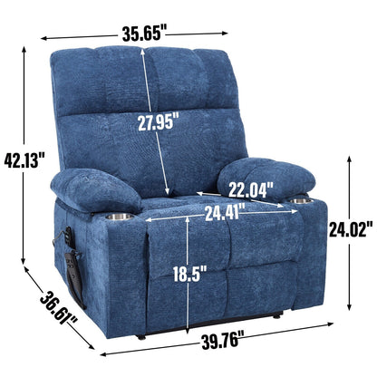 Fauteuil inclinable électrique à double moteur, position infinie, mécanisme de mouvement robuste avec massage et chauffage, deux porte-gobelets