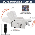 Fauteuil inclinable électrique à double moteur, position infinie, mécanisme de mouvement robuste avec massage et chauffage, deux porte-gobelets