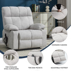 Fauteuil inclinable électrique à double moteur, position infinie, mécanisme de mouvement robuste avec massage et chauffage, deux porte-gobelets