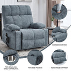 Fauteuil inclinable électrique à double moteur, position infinie, mécanisme de mouvement robuste avec massage et chauffage, deux porte-gobelets