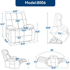 Fauteuil inclinable électrique à double moteur, position infinie, mécanisme de mouvement robuste avec massage et chauffage, deux porte-gobelets