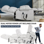 Fauteuil inclinable électrique à double moteur, position infinie, mécanisme de mouvement robuste avec massage et chauffage, deux porte-gobelets