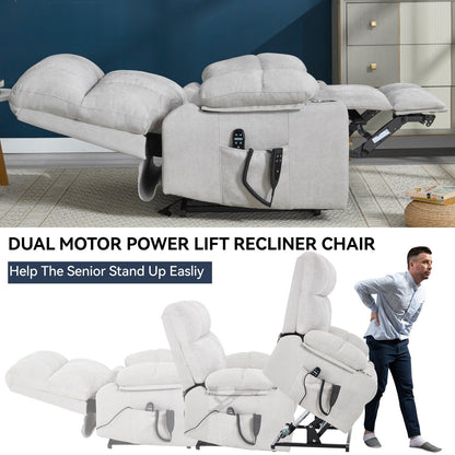 Fauteuil inclinable électrique à double moteur, position infinie, mécanisme de mouvement robuste avec massage et chauffage, deux porte-gobelets