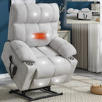 Fauteuil inclinable électrique à double moteur, position infinie, mécanisme de mouvement robuste avec massage et chauffage, deux porte-gobelets