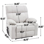 Fauteuil inclinable électrique à double moteur, position infinie, mécanisme de mouvement robuste avec massage et chauffage, deux porte-gobelets