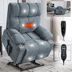 Fauteuil inclinable électrique à double moteur, position infinie, mécanisme de mouvement robuste avec massage et chauffage, deux porte-gobelets