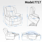 Fauteuil inclinable électrique à double moteur, position infinie, mécanisme de mouvement robuste avec massage et chauffage lombaire, porte-gobelets